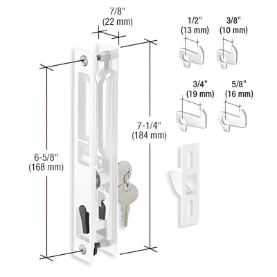 CRL Keyed White Flush Mount Handle Set 6-5/8" w/4 Hooks