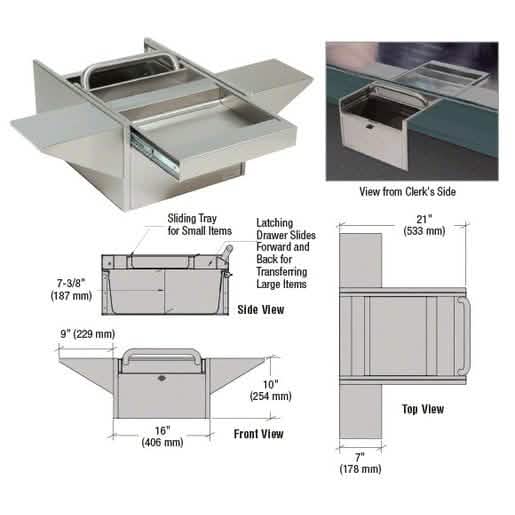 CRL Brushed Stainless Deep Transaction Drawer with Cash Tray for Secure Transactions