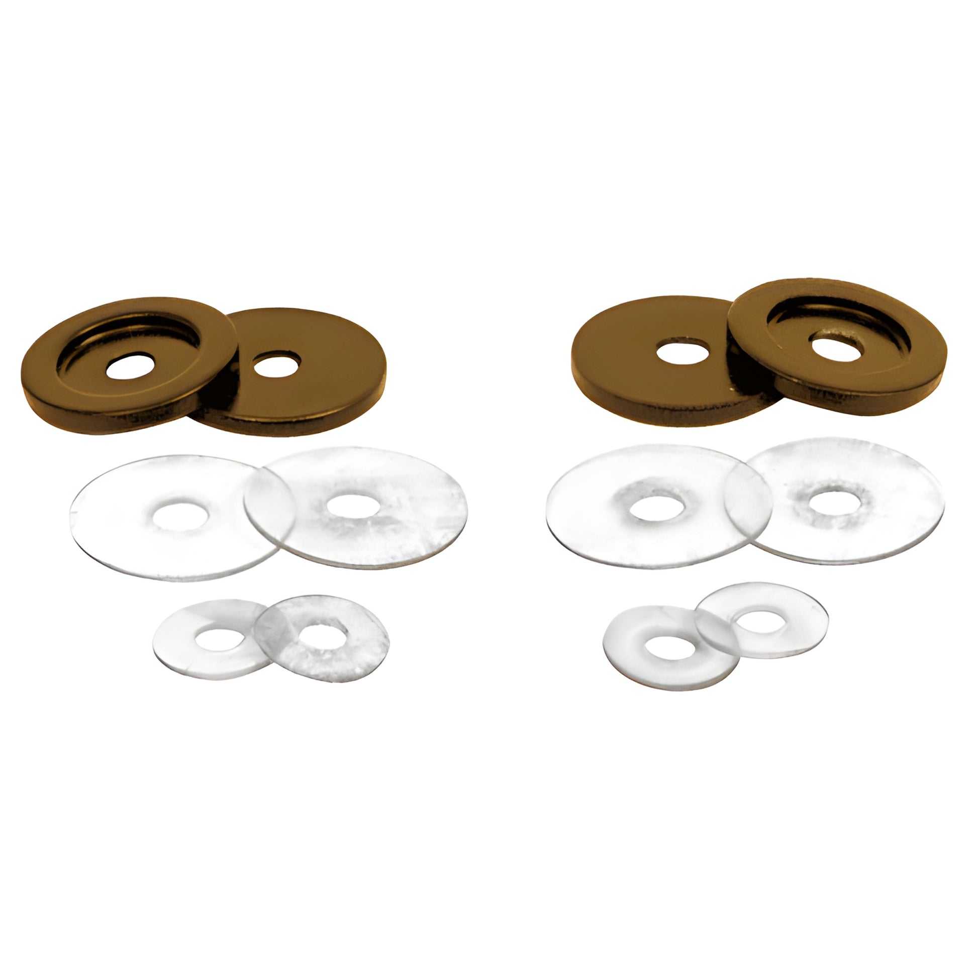Oil-rubbed bronze brass metal washers with clear plastic washers and end caps for 3/4" (19mm) pulls - SKU 30WK0RB