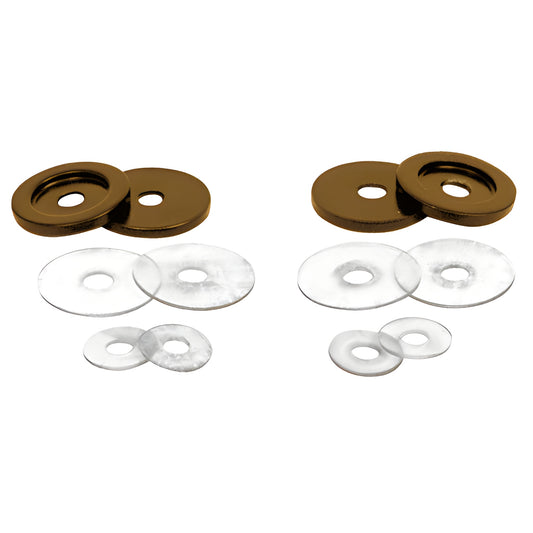 Oil-rubbed bronze brass metal washers with clear plastic washers and end caps for 3/4" (19mm) pulls - SKU 30WK0RB