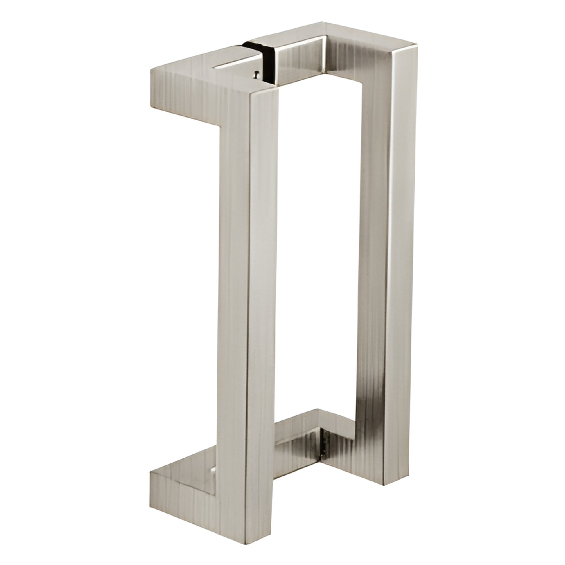 S012X12BS brushed stainless offset square tubular pull handle for 3/8-3/4" glass, 12" center-to-center