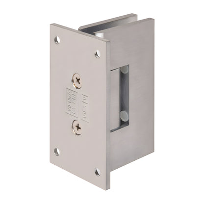 Brushed chrome Vienna adjustable shower hinge for 1/2in glass, wall mount full back plate (SKU V1E337BCH)