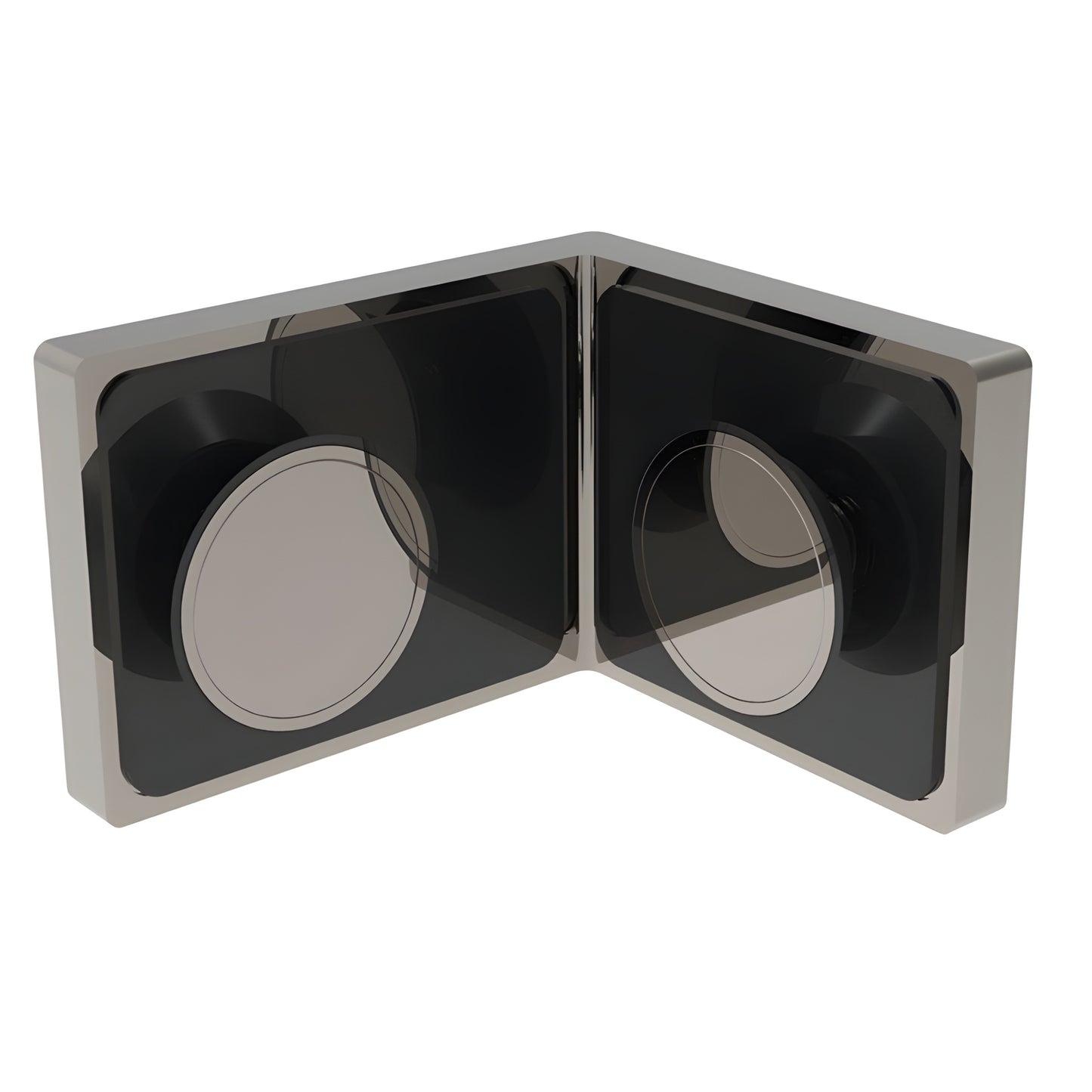 LU090CH Lugano polished chrome brass glass-to-glass corner clamp for 8-10mm glass