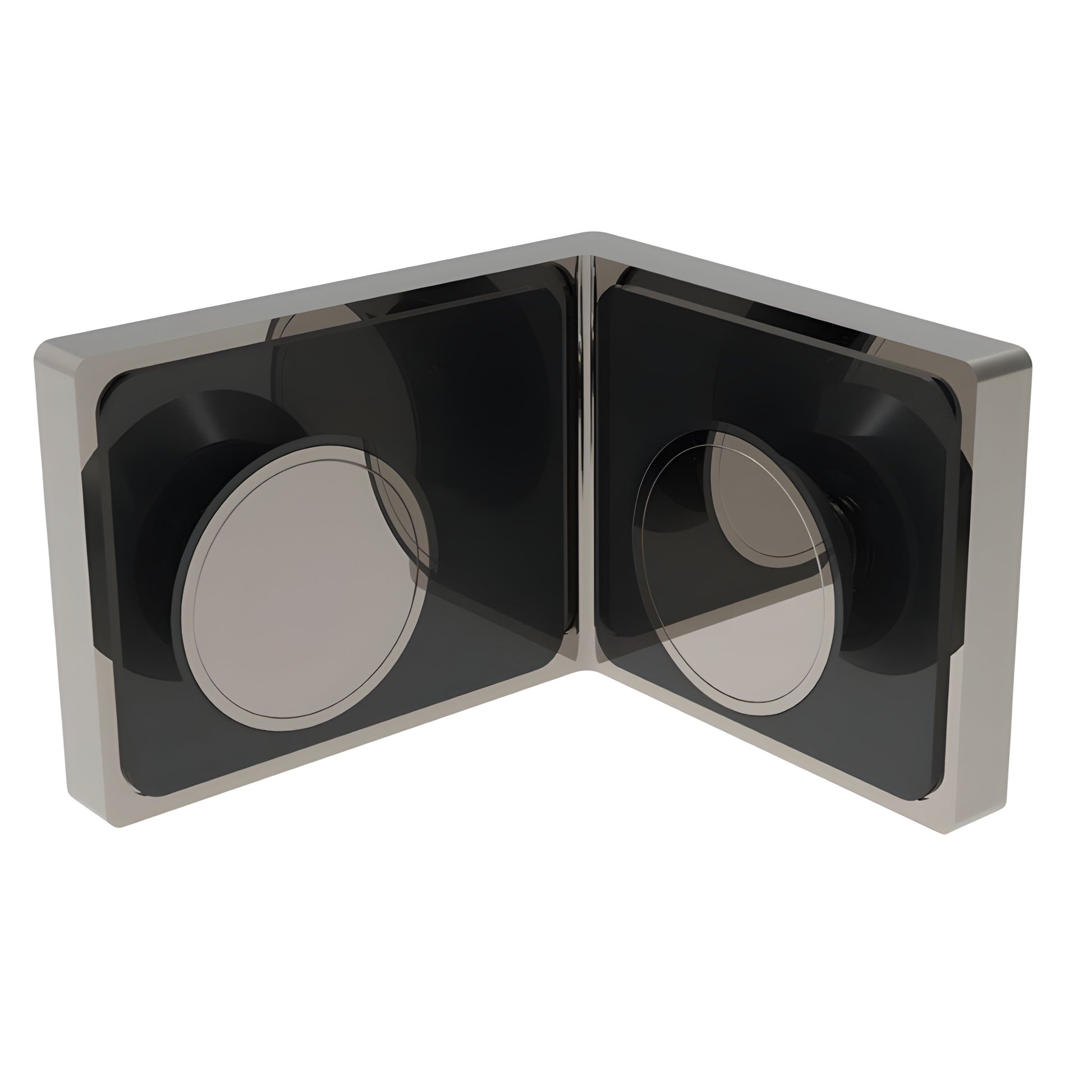 LU090CH Lugano polished chrome brass glass-to-glass corner clamp for 8-10mm glass