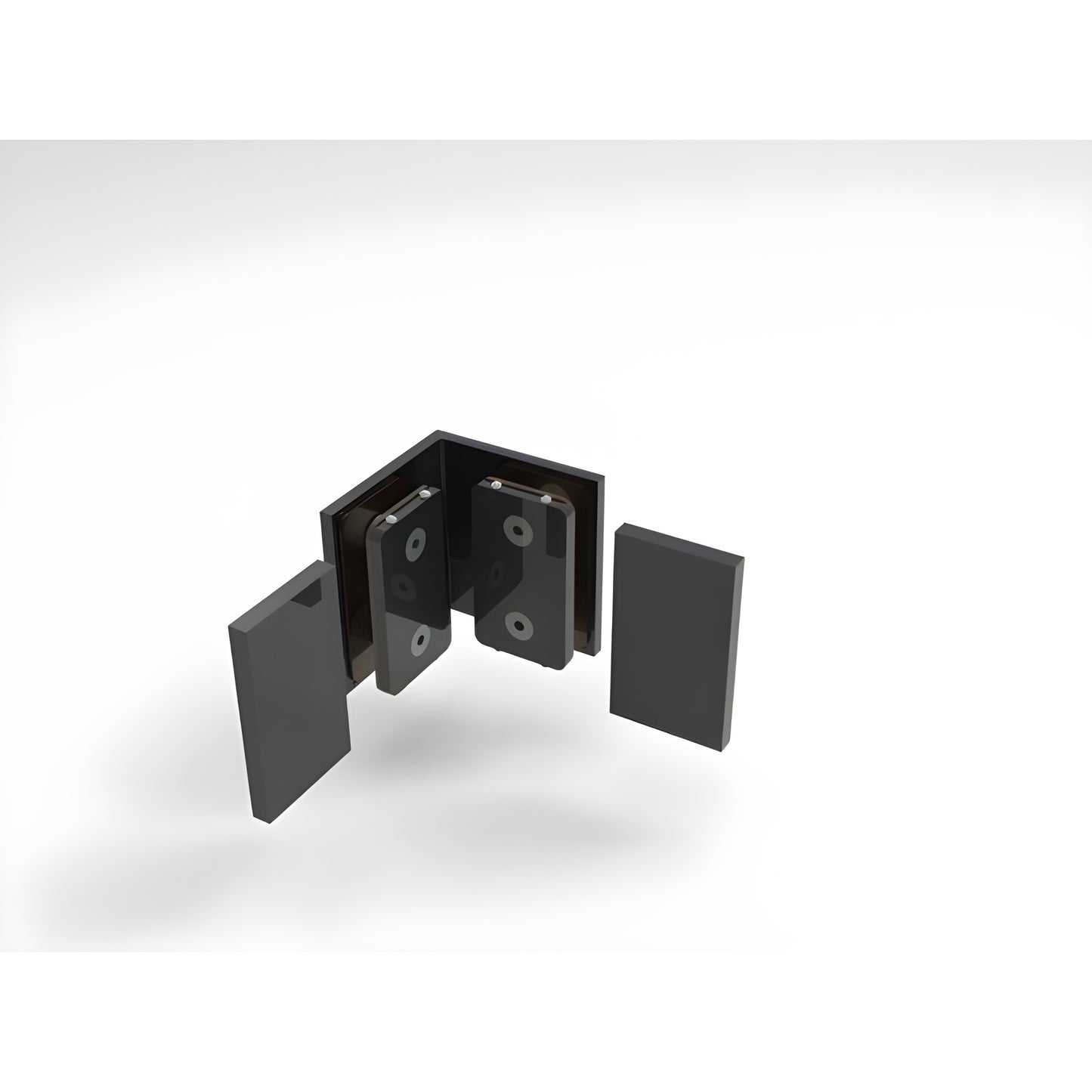 BEL090MBL matte black Bellagio 90deg glass-to-glass brass shower bracket, square corner with snap-on cover