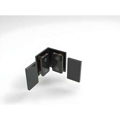 BEL090MBL matte black Bellagio 90deg glass-to-glass brass shower bracket, square corner with snap-on cover