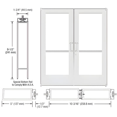 CRL-U.S. Aluminum Series 550 Offset Pivot Entry Doors, White KYNAR®