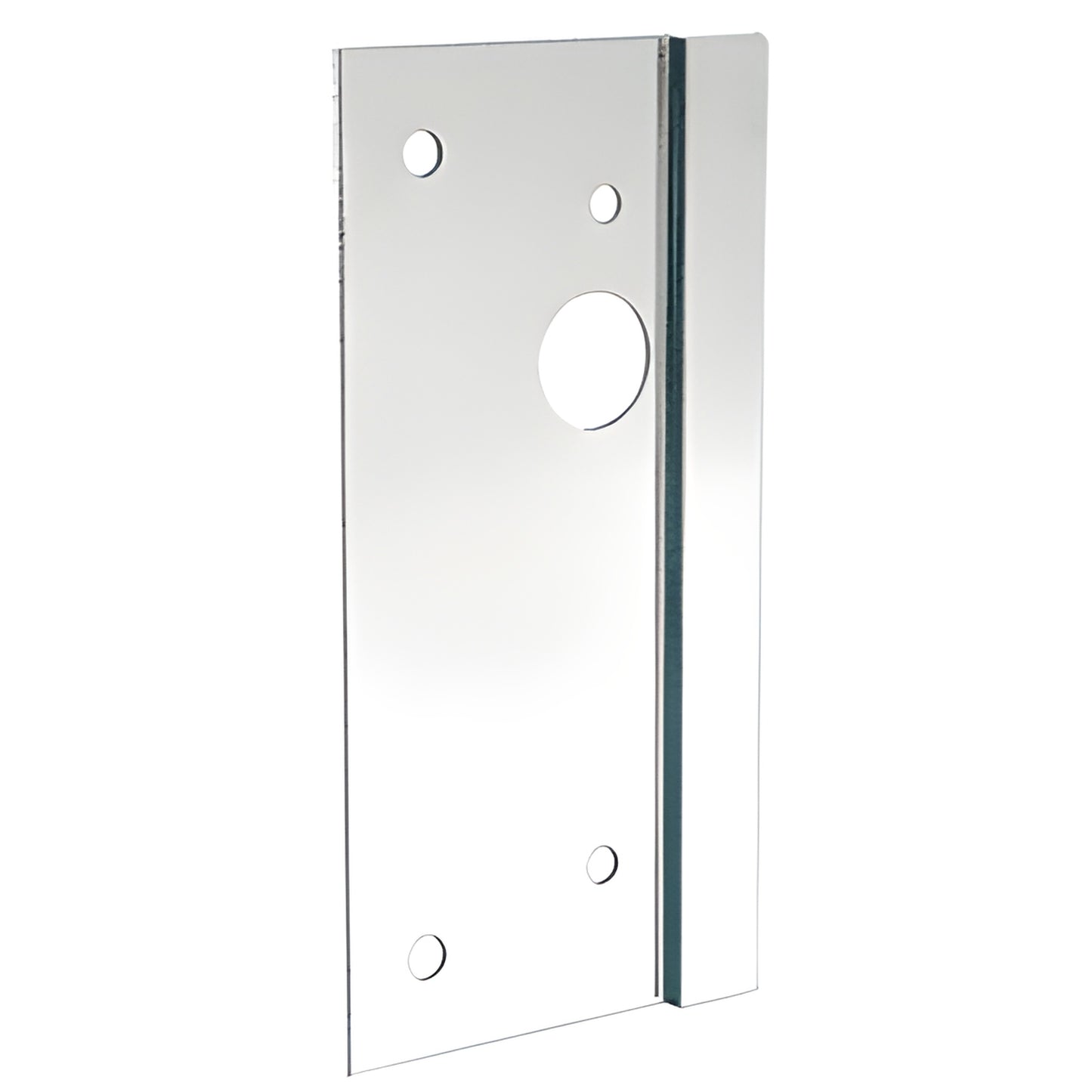 LG410LPS polished stainless steel 4x10 center lock latch guard, left-hand, with mounting holes