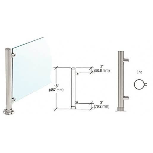 CRL Brushed Stainless 18" High Straight Front Counter/Partition End Post - PP45 Series