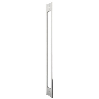 CRL HPH60CBS 60-inch brushed stainless steel C-style tubular shower door handle, back-to-back glass mount.