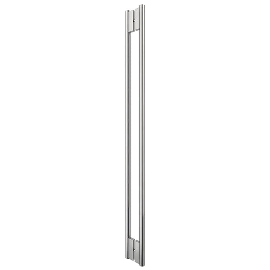 CRL HPH60CBS 60-inch brushed stainless steel C-style tubular shower door handle, back-to-back glass mount.