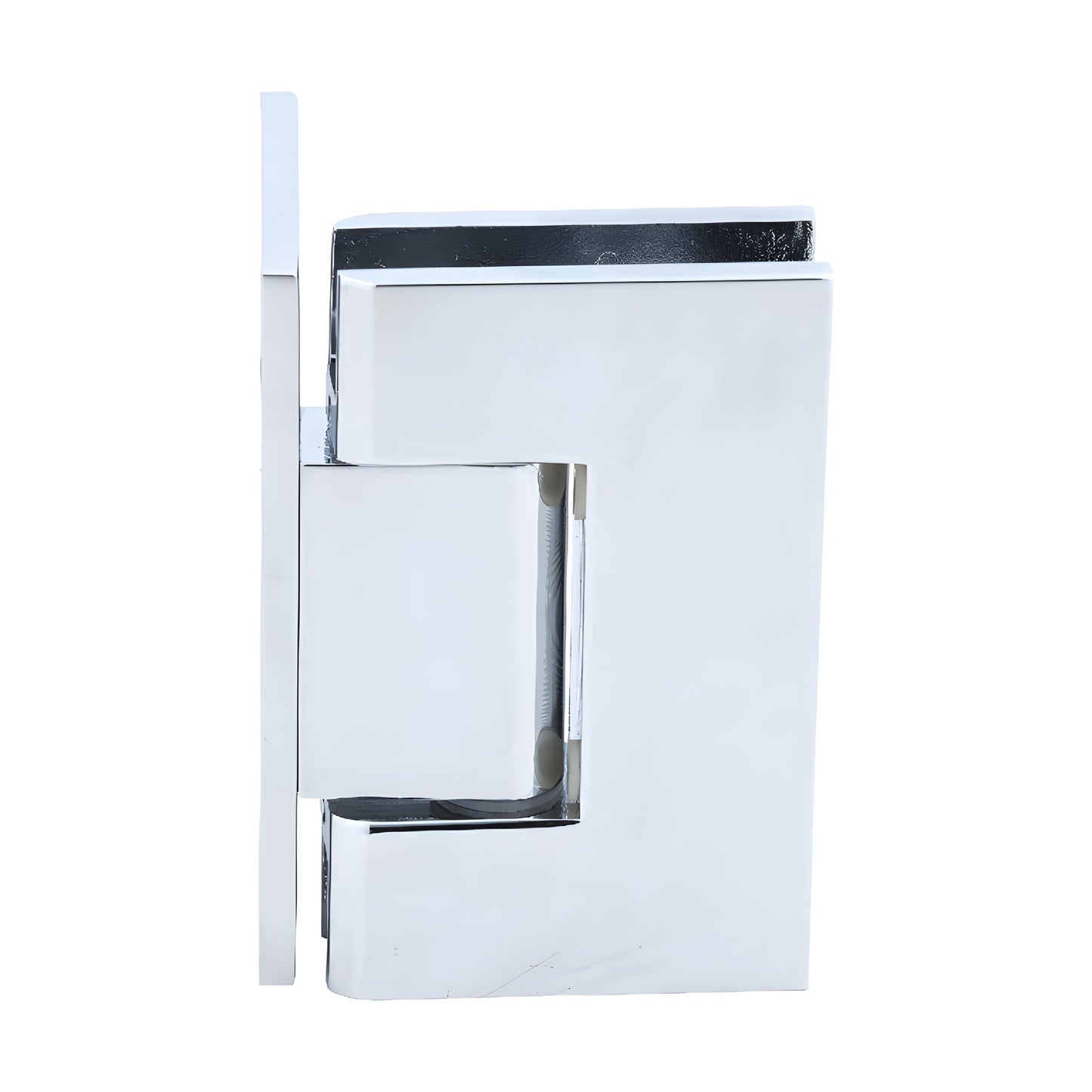 GEN544CH Geneva polished chrome wall-mount shower hinge for 5/16-1/2" tempered glass, solid brass, reversible 5 pivot