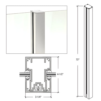 Cielo post (SKU C72CKS) silver metallic aluminum windscreen post, 72 in H, 3-1/4 in W, 4-1/2 in depth
