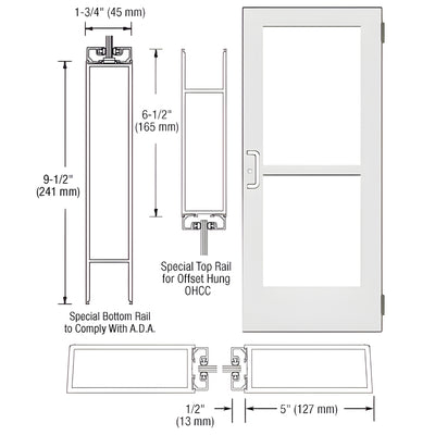 CRL-U.S. Aluminum White Kynar 550 Entry Door w/ Panic, Concealed Closer