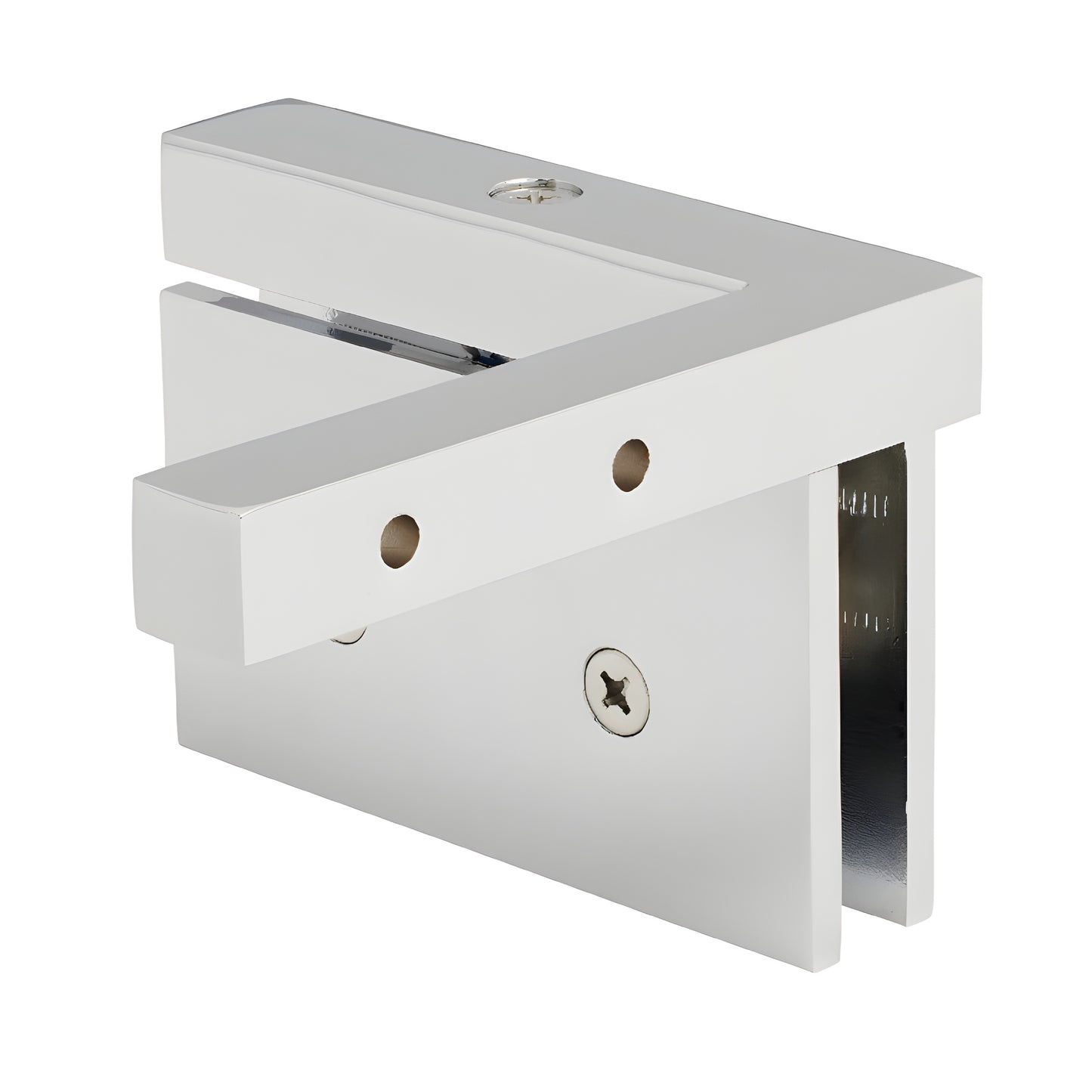 Polished chrome left-hand wall-mount glass pivot hinge for 1/2 (12mm) frameless shower glass, SKU SRCAR05LCH