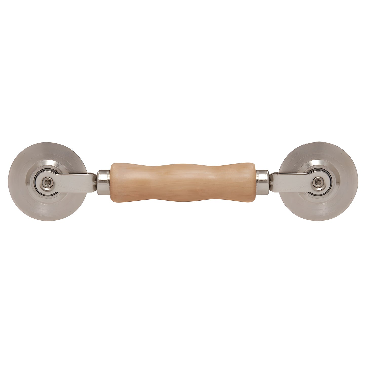 Screen and spline roller with contoured hardwood handle and two steel wheels (round and concave), SKU 166166RN