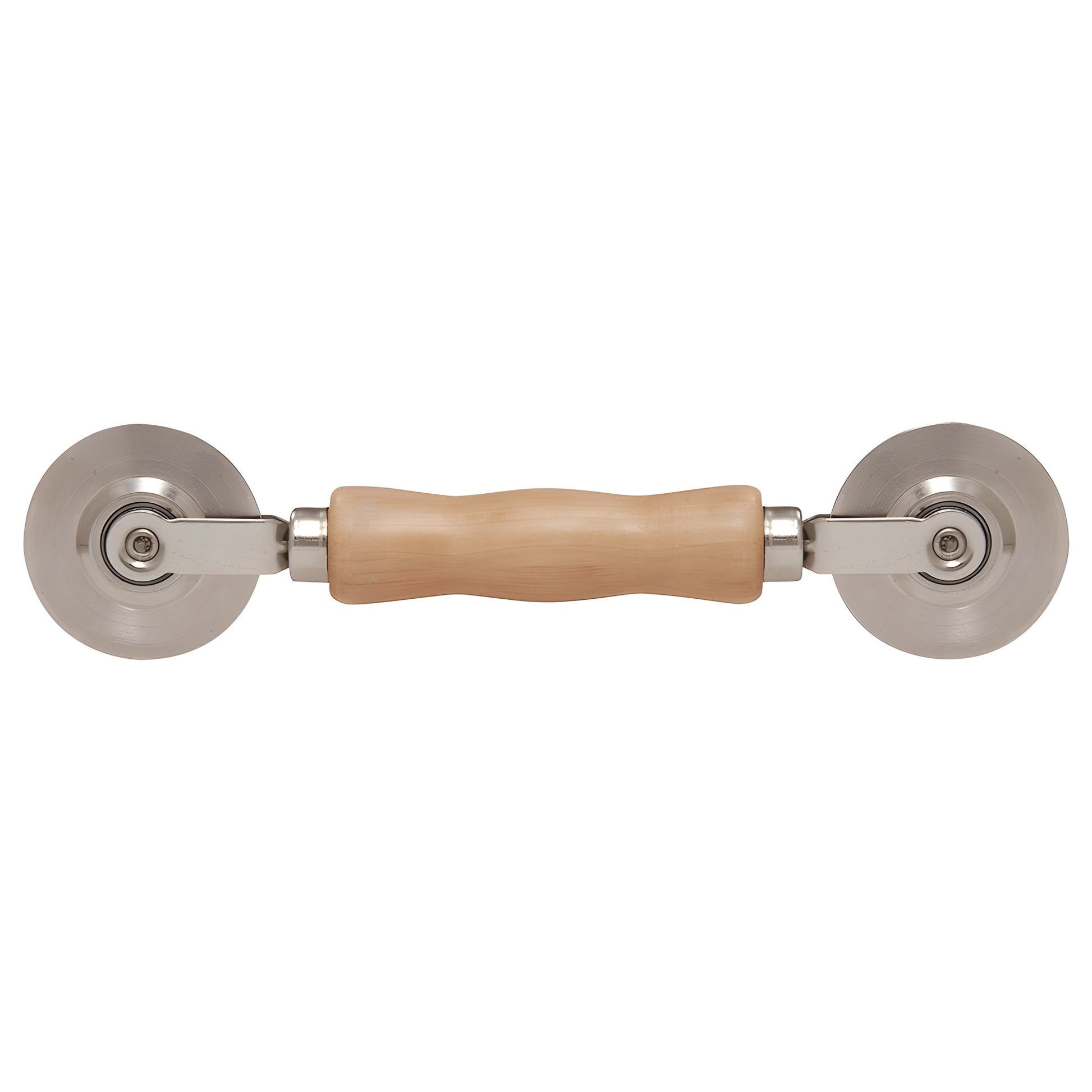 Screen and spline roller with contoured hardwood handle and two steel wheels (round and concave), SKU 166166RN