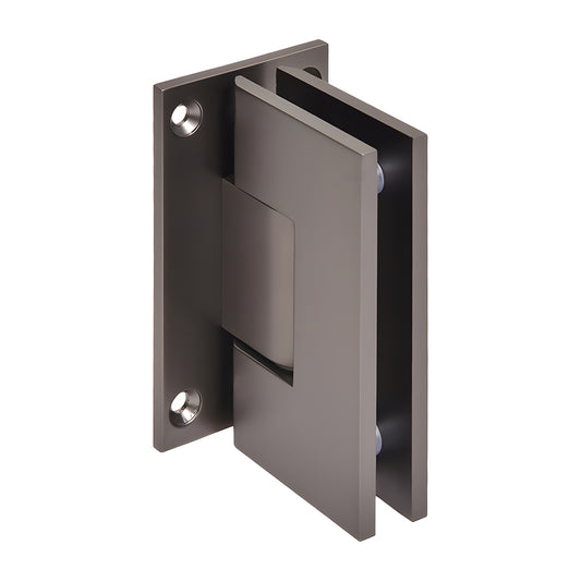 CRL Vienna brass shower door hinge, matte gun metal finish, full back plate, fits 3/8-1/2 glass (SKU V1E037MGM)