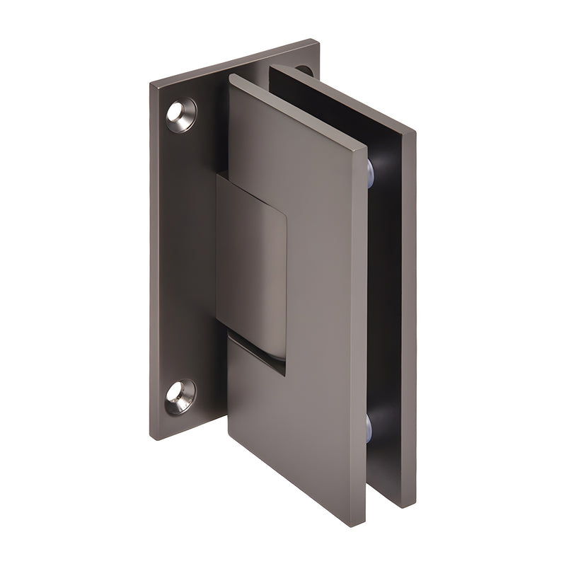 CRL Vienna brass shower door hinge, matte gun metal finish, full back plate, fits 3/8-1/2 glass (SKU V1E037MGM)