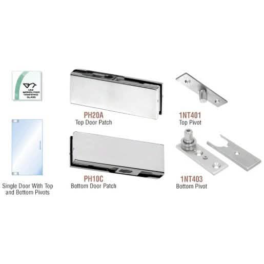 CRL Brushed Stainless Patch Door Kit - No Lock, Sleek Design, Durable, Easy Installation