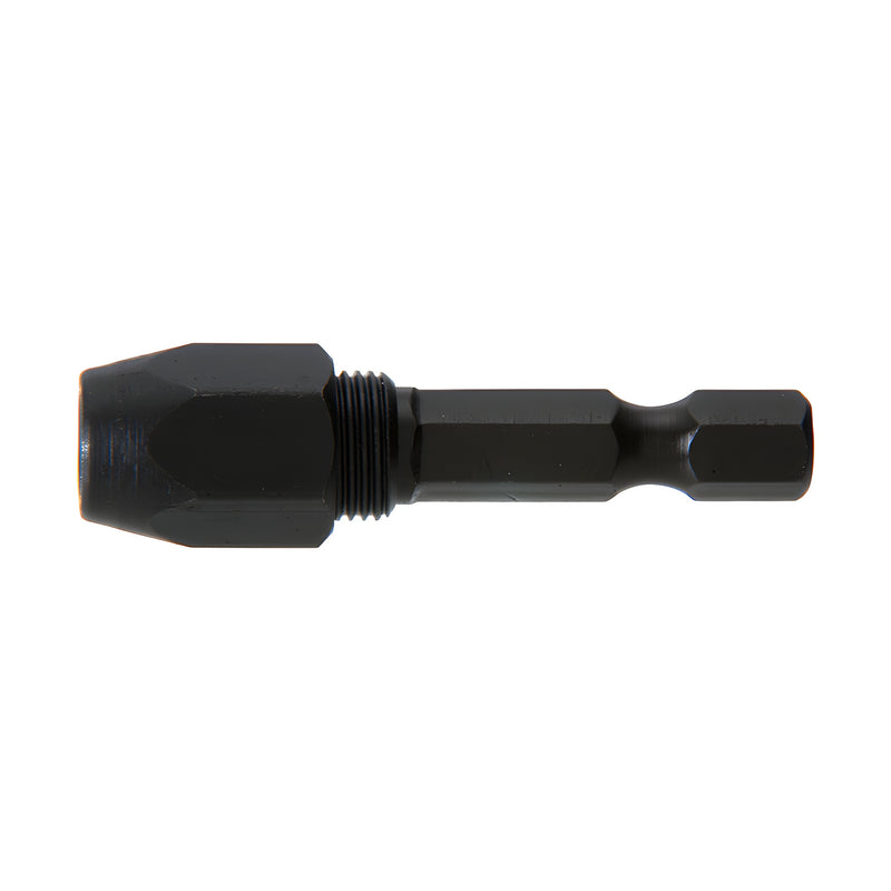 DBH1 black steel drill bit holder adapter - 1/4-inch hex shank, grips 5/32 in (4 mm) round bits for impact drivers