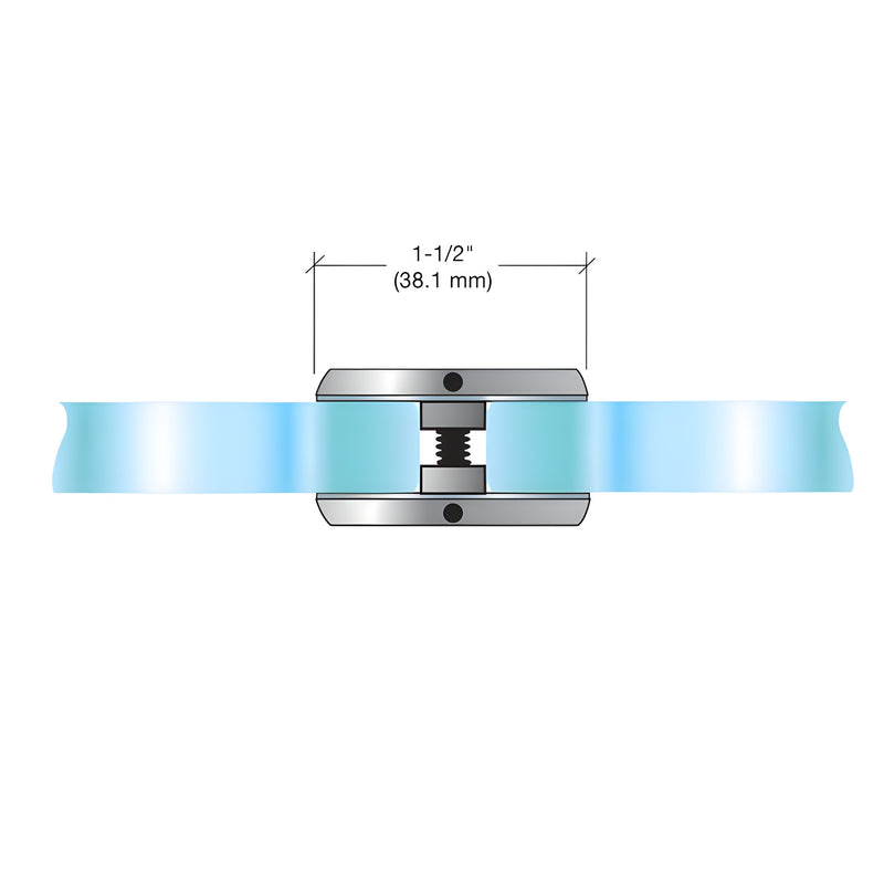 MC112MBL matte black mini mall front clamp joining two tempered glass panels, 1-1/2 in diameter, for 3/8-1/2 in glass.