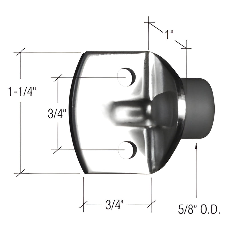 CRL D1702 sliding glass door bumper on steel L-bracket, 5/8" rubber O.D., 1-1/4" width - replacement pack of 2.