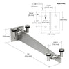 GAB36BS stainless steel wall-mount glass awning bracket with four swivel glass fittings for 14mm laminated glass.