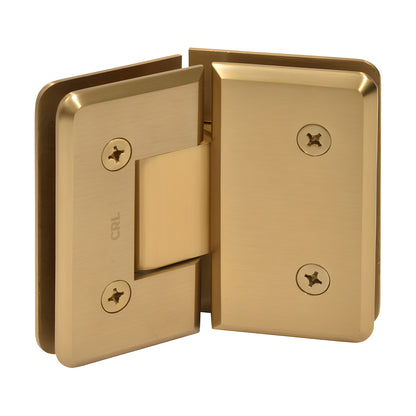 Modern Gold brass Cologne 135 glass-to-glass shower hinge, beveled edge, fits 10-12mm glass - SKU C0L045MG