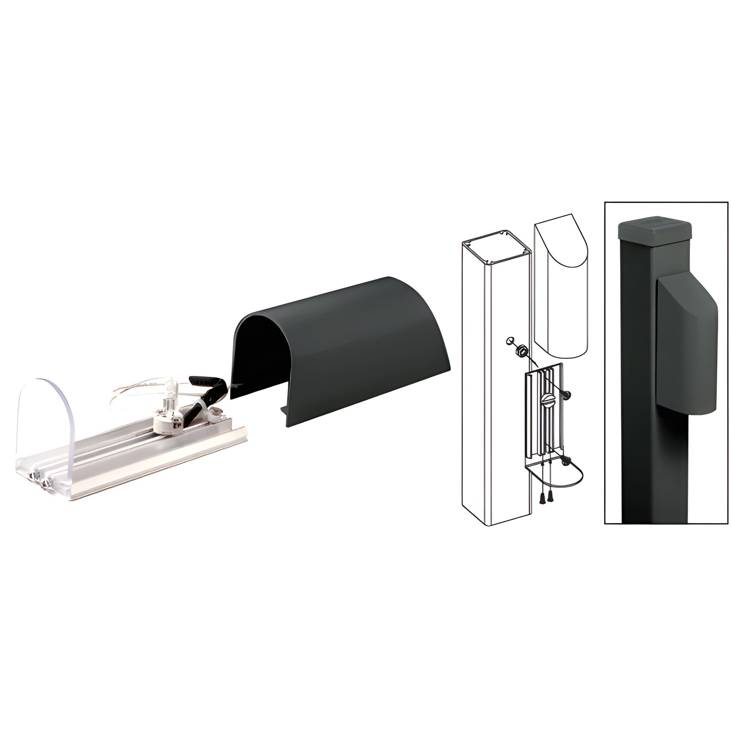 ACH1BL matte black aluminum post light, hooded low-voltage 10W fixture for 4x4 or 2-3/8" posts