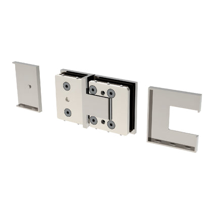 BEL380CH Bellagio polished chrome concealed square hinge for 8-10mm frameless glass shower doors (brass, self-centering)