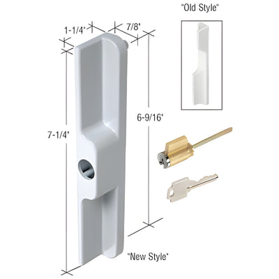 CRL White Sliding Glass Door Outside Pull with Keyed Cylinder Lock