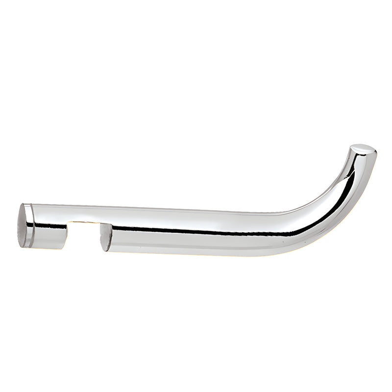 Polished chrome brass sleeve-over robe hook (SKU S0RH1CH) for 5/16-1/2" (8-12mm) tempered glass, no-drill install.