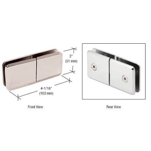 Polished Nickel Square Beveled 180º Glass-to-Glass Movable Transom Clamp for Secure Fit