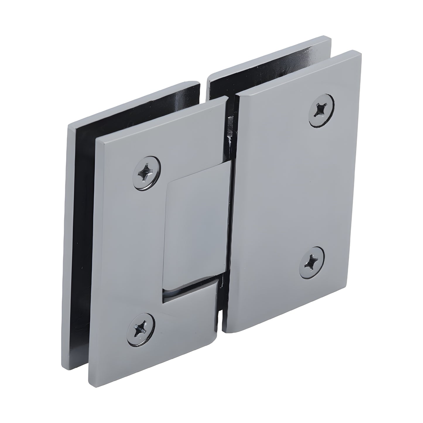 GEN180GM Geneva self-centering glass-to-glass shower hinge, brass, gun metal finish, fits 8-12mm glass.