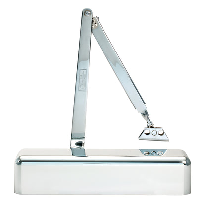 PR70BFCH polished chrome surface-mounted commercial door closer with parallel arm, adjustable and ADA-compliant