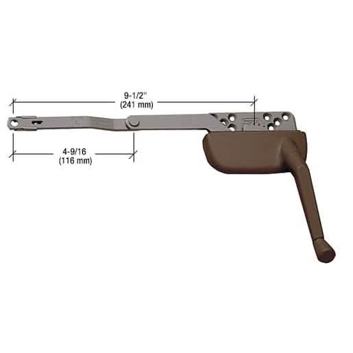 CRL Bronze Left Hand Single Arm Ellipse Casement Operator, 9-1/2" Surface Mount