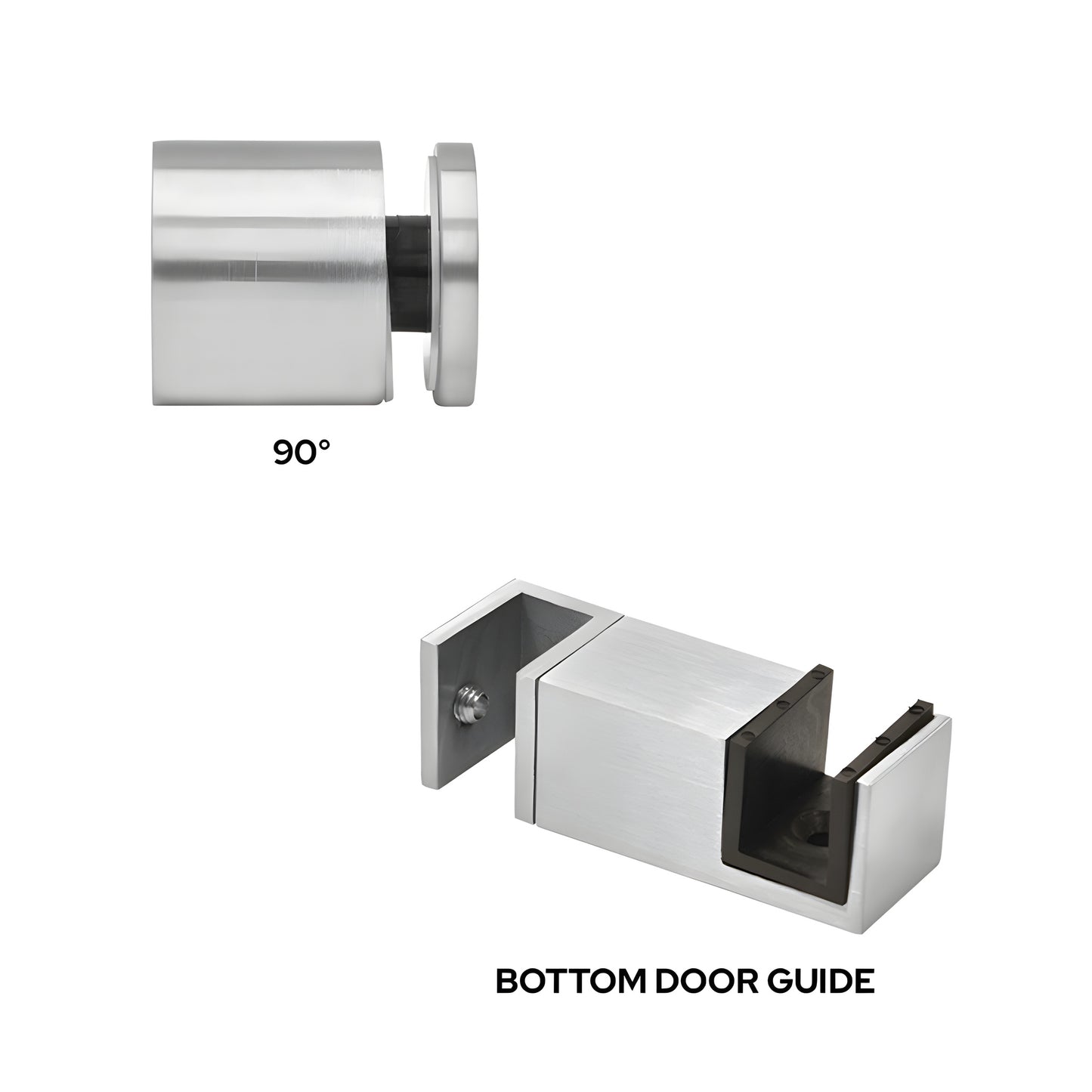 Colonia 90 degree accessory kit and bottom guide, brushed 304 stainless steel replacement (SKU: CLNACCKBS)