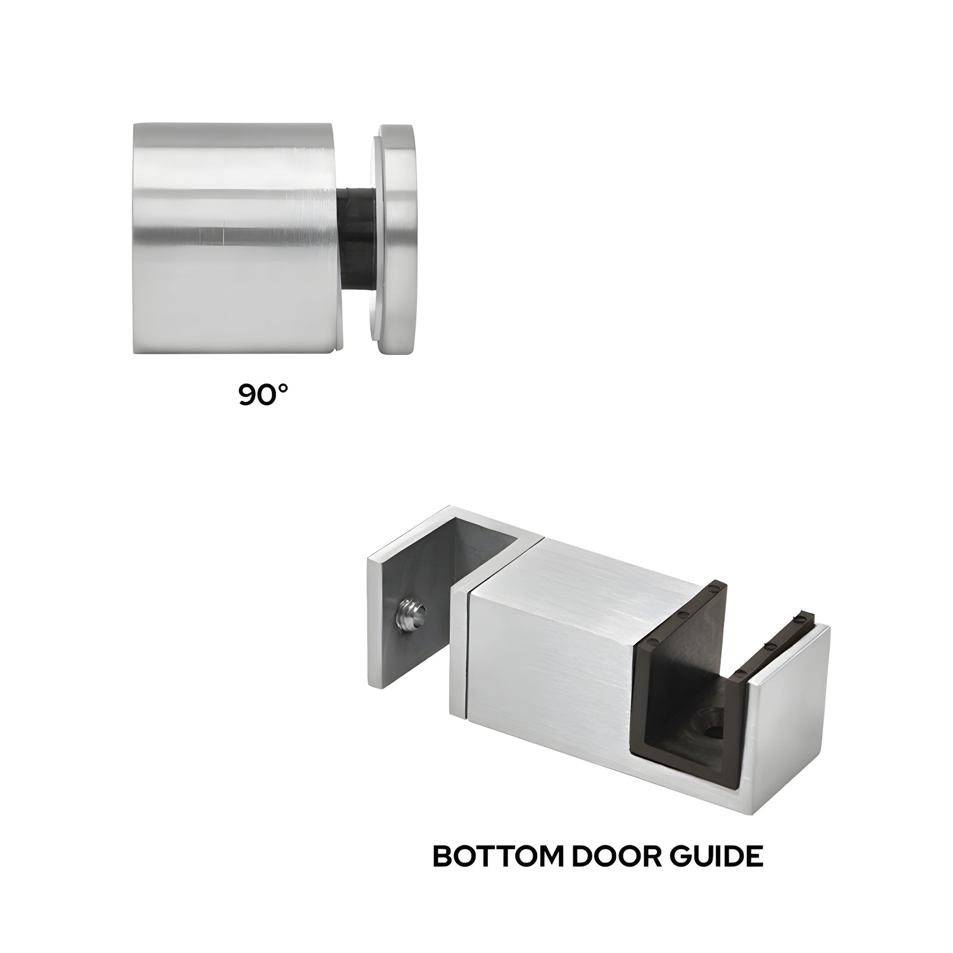 Colonia 90 degree accessory kit and bottom guide, brushed 304 stainless steel replacement (SKU: CLNACCKBS)
