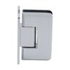 A side profile view of the polished chrome Cologne wall mount hinge showing its beveled edge design.