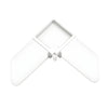 Top-down view of a white plastic square corner for WSF1716 series screen frames.