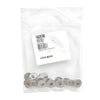 A plastic bag containing a 50-pack of stainless steel washers with a product label.