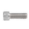 A side profile view of a stainless steel socket head cap screw with threaded shank.