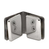 The interior view of the brass glass-to-glass clamp showing the mounting screws and gaskets.