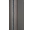 The gray zipper pile weatherstrip is shown installed within a dark metal frame channel.