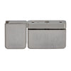 A front-facing view of the brass Prima pivot hinge with a brushed nickel finish.
