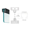 A technical drawing displaying the dimensions of the matte black U-channel for 3/4 inch glass applications.