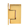 A side profile view of the brass Vienna series wall mount hinge in a French Gold finish.