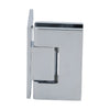 A side profile view of the polished chrome Geneva 044 series shower door hinge.