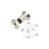 A stainless steel sex bolt shown with an accompanying technical diagram displaying its dimensions.